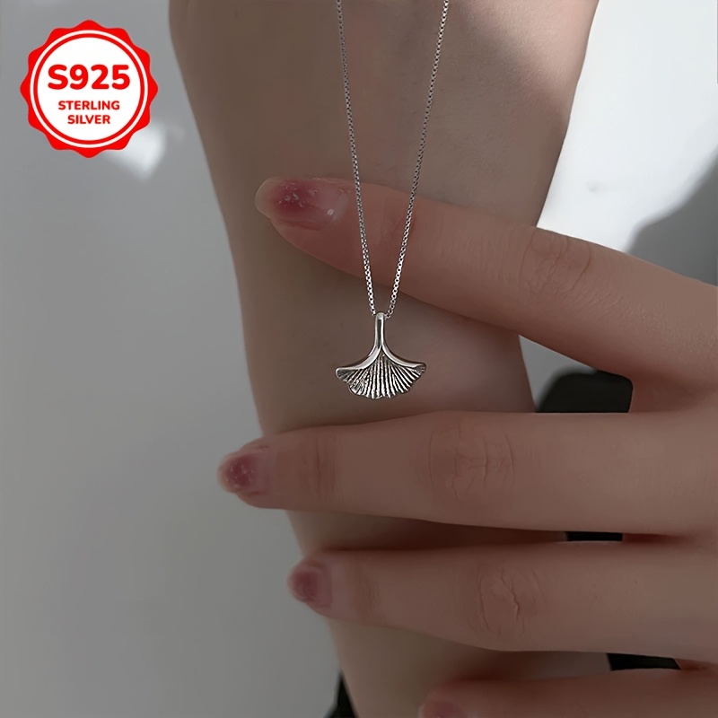 Women's 925 Hypoallergenic Ginkgo Leaf Necklace, Forest Style
